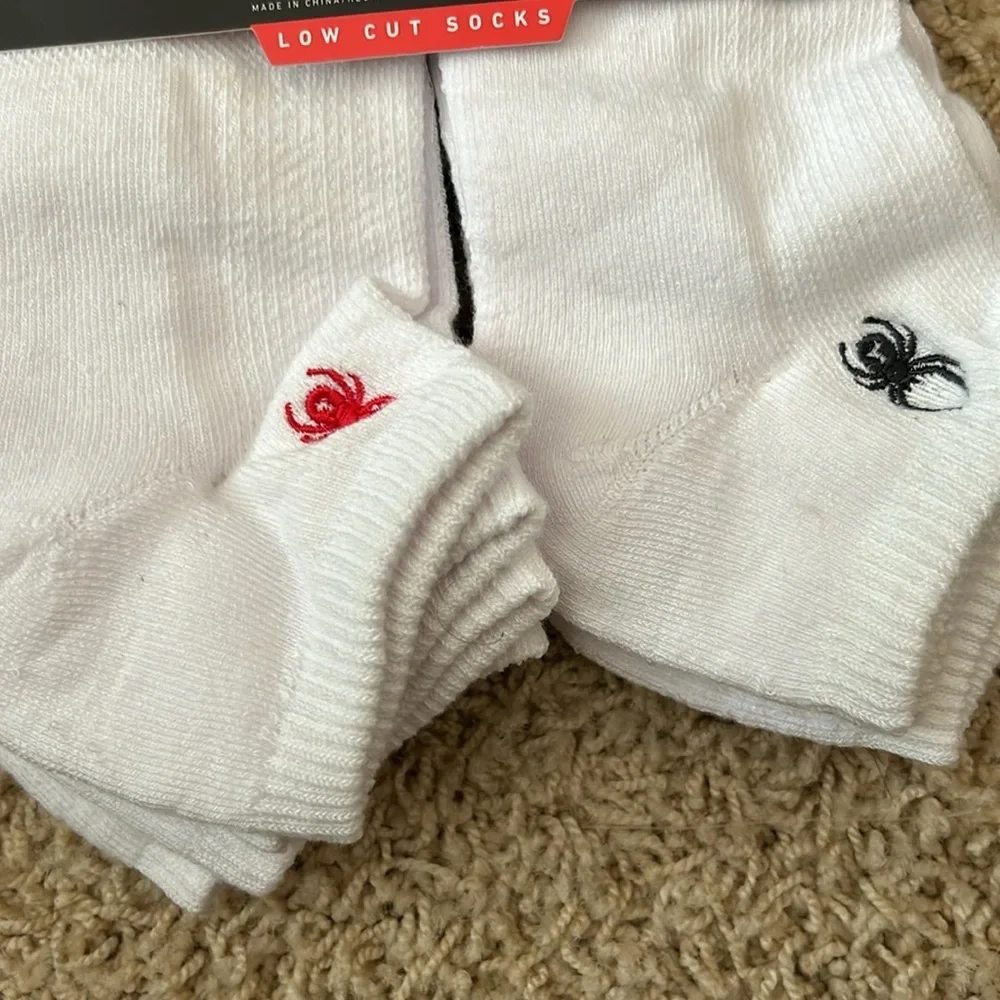 Spyder Men's Low Cut Athletic Socks 5 Pair Pack White Size 6-12 NWT